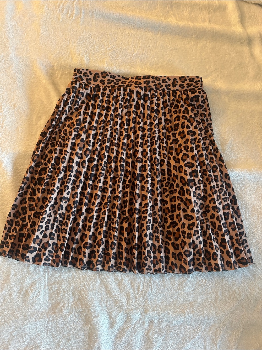 Leopard Print Pleated Circle Skirt - Brown